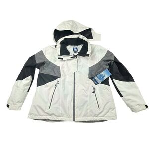 SNOW COUNTRY OUTERWEAR Ski Jacket Womens 3X White Black Gray Hooded NEW